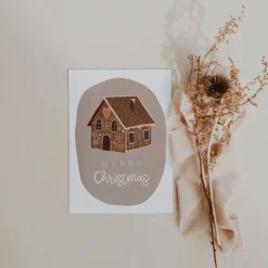 Weihnachtskarte Lebkuchenhaus süße Weihnachtskarte fröhliche Feiertage - Karte Advent - Geschenke verpacken Weihnachten