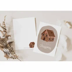 Weihnachtskarte Lebkuchenhaus süße Weihnachtskarte fröhliche Feiertage - Karte Advent - Geschenke verpacken Weihnachten