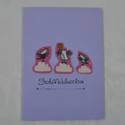 Weihnachtskarte lila, Vögel