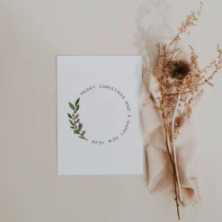 Weihnachtskarte minimalistisch A6 weihnachtliche Grußkarte - Tannenzweig Weihnachtskarte Kreis - Postkarte minimalistisc