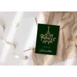 Weihnachtskarte Mistelzweig A6 weihnachtliche Grußkarte grün - Weihnachtskarte Winter - Grußkarte Weihnachtszeit - Postk