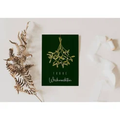Weihnachtskarte Mistelzweig A6 weihnachtliche Grußkarte grün - Weihnachtskarte Winter - Grußkarte Weihnachtszeit - Postk
