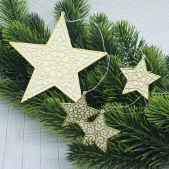 Weihnachtskarte mit Dekoanhänger Sternenregen – nachhaltige Grußkarte & Deko in Einem