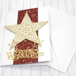 Weihnachtskarte mit Dekoanhänger Sternenregen – nachhaltige Grußkarte & Deko in Einem
