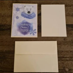 Weihnachtskarte mit Eisbär - Schneeflocken