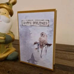 Weihnachtskarte mit Eule - Bäume  - Äste