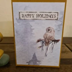 Weihnachtskarte mit Eule - Bäume  - Äste