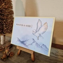 Weihnachtskarte mit Eule - Berge - Winter is Here