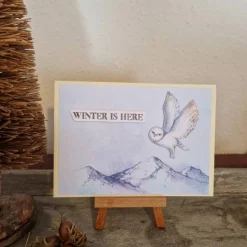 Weihnachtskarte mit Eule - Berge - Winter is Here