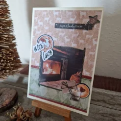 Weihnachtskarte mit Kamin - Geschenk - With Love