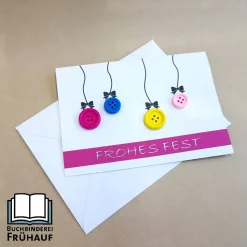 Weihnachtskarte mit Knöpfen pink oder rot