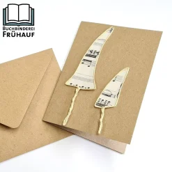 Weihnachtskarte mit Papierdrahtfiguren Weihnachtsbäume