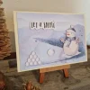 Weihnachtskarte mit Schneemann - Schneebälle - Let it Snow