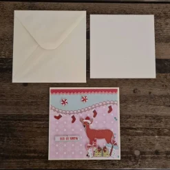 Weihnachtskarte mit süßem Reh - Sterne - Geschenke