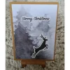 Weihnachtskarte mit Wald und Hirsch - Merry Christmas