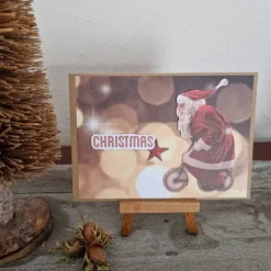 Weihnachtskarte mit Weihnachtsmann - Christmas - Dreirad