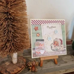 Weihnachtskarte mit Weihnachtsmann - Sterne - Süßigkeitenglas