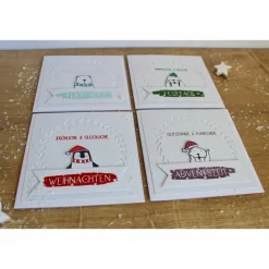 Weihnachtskarte oder 4er Set Weihnachtskarten "Tierische Weihnachtsgrüße" aus der Manufaktur Karla