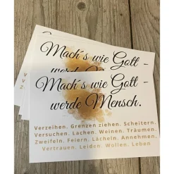 Weihnachtskarte Postkarte tiefgründig „mach’s wie Gott“