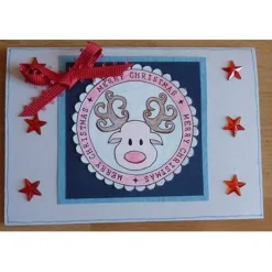 Weihnachtskarte Rentier mit Sternen - TEXT: Merry Christmas