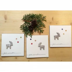 Weihnachtskarte "Rentier unterm Sternenhimmel"