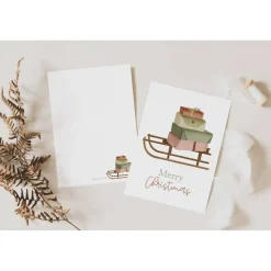 Weihnachtskarte Schlitten mit Geschenken - weihnachtliche Grußkarte Weihnachtsschlitten Weihnachtskarte - Grußkarte Weih