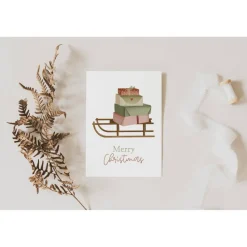 Weihnachtskarte Schlitten mit Geschenken - weihnachtliche Grußkarte Weihnachtsschlitten Weihnachtskarte - Grußkarte Weih