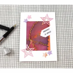 Weihnachtskarte **Stars2** von ZWEIFARBIG Unikat mit Text "Merry X-Mas"