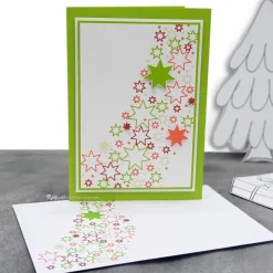 Weihnachtskarte Sterne grün