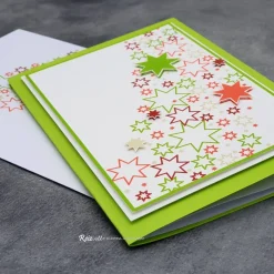 Weihnachtskarte Sterne grün