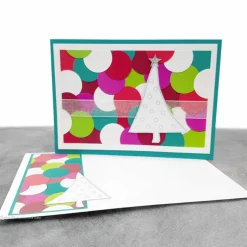 Weihnachtskarte Weihnachtsbaum türkis-bunt