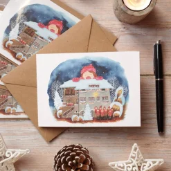 Weihnachtskarte 'Weihnachtssingen' mit Umschlag aus Kraftpapier | DinA6 Querformat | umweltfreundlich