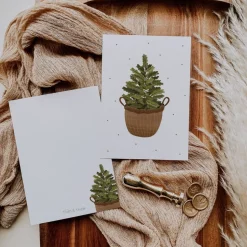 Weihnachtskarte Weihnachtsbaum im Korb - weihnachtliche Grußkarte Tanne - Winterwald Grußkarte Weihnachtszeit Postkarte