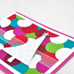 Weihnachtskarte Weihnachtsbaum pink-bunt