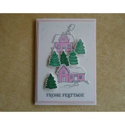 Weihnachtskarte Winterdorf Weihnachtskarten Weihnachtspost Weihnachten Weihnachtsgrüsse Weihnachten Handgemacht