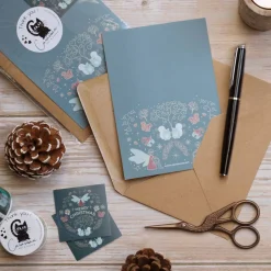 Weihnachtskarte 'Winterelfen' hellblau mit Umschlag aus Kraftpapier und Siegel | DinA6 | umweltfreundlich