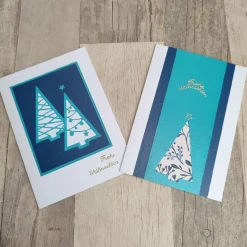 Weihnachtskarten in blau