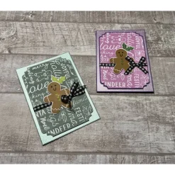 Weihnachtskarten mit Lebkuchenmännchen, „Sending Cheer“, farbige Grußkarten zu Weihnachten, Glitzer, Stampin‘ Up!