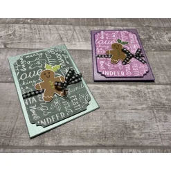 Weihnachtskarten mit Lebkuchenmännchen, „Sending Cheer“, farbige Grußkarten zu Weihnachten, Glitzer, Stampin‘ Up!