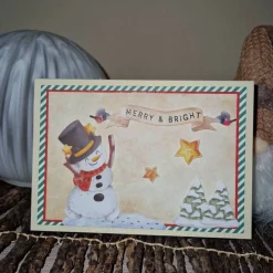 Weihnachtskarten Schneeman / Festliche Grußkarten / Merry Bright Weihnachten / Sternen-Weihnachtskarten / Weihnachten