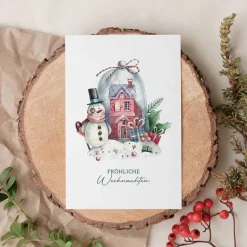 Weihnachtskarten Set *Cozy Christmas* / Aquarell Geschenkkarten für Weihnachten mit Tiermotiven
