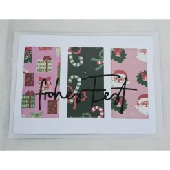 Weihnachtskarten Set, modern, 3 DIN A6 quer Karten mit Einlegern & Umschlägen, rosa/grün