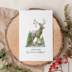 Weihnachtskarten Set *Waldtiere* / Aquarell Geschenkkarten für Weihnachten mit Tiermotiven