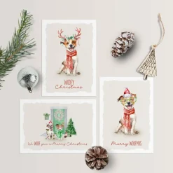 Weihnachtskarten Set *Woofy Christmas* / Aquarell Geschenkkarten für Weihnachten mit Hundemotiven