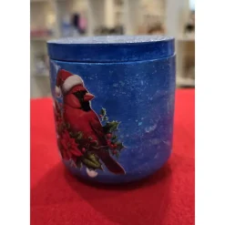 Weihnachtskerze - Duftkerze in Schale - Rotkardinal - Handverziert - Winterduft