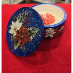 Weihnachtskerze - Duftkerze in Schale - Weihnachtsstern - Winterduft - Handverziert