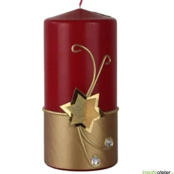 Weihnachtskerze personalisierbar–rotgold mit Stern und funkelnden Steinen, ideal als Weihnachtsgeschenk oder Adventsdeko