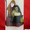 Weihnachtskerze personalisierbar – elfenbeinfarbene Kerze mit Heiliger Familie, riesig, handverziert, 300 mm hoch