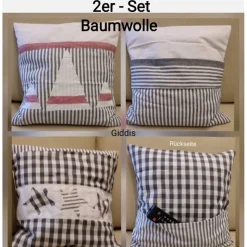 Weihnachts-Kissenhüllen, 2er - Set Shabby Style