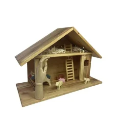 Weihnachtskrippe, Krippenstall Groß aus Erlenholz